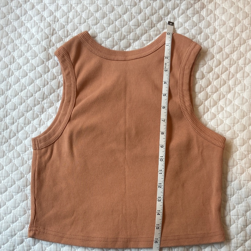 Roxy Ribbed Crop Tank Top - Terracotta - Picture 4 of 4